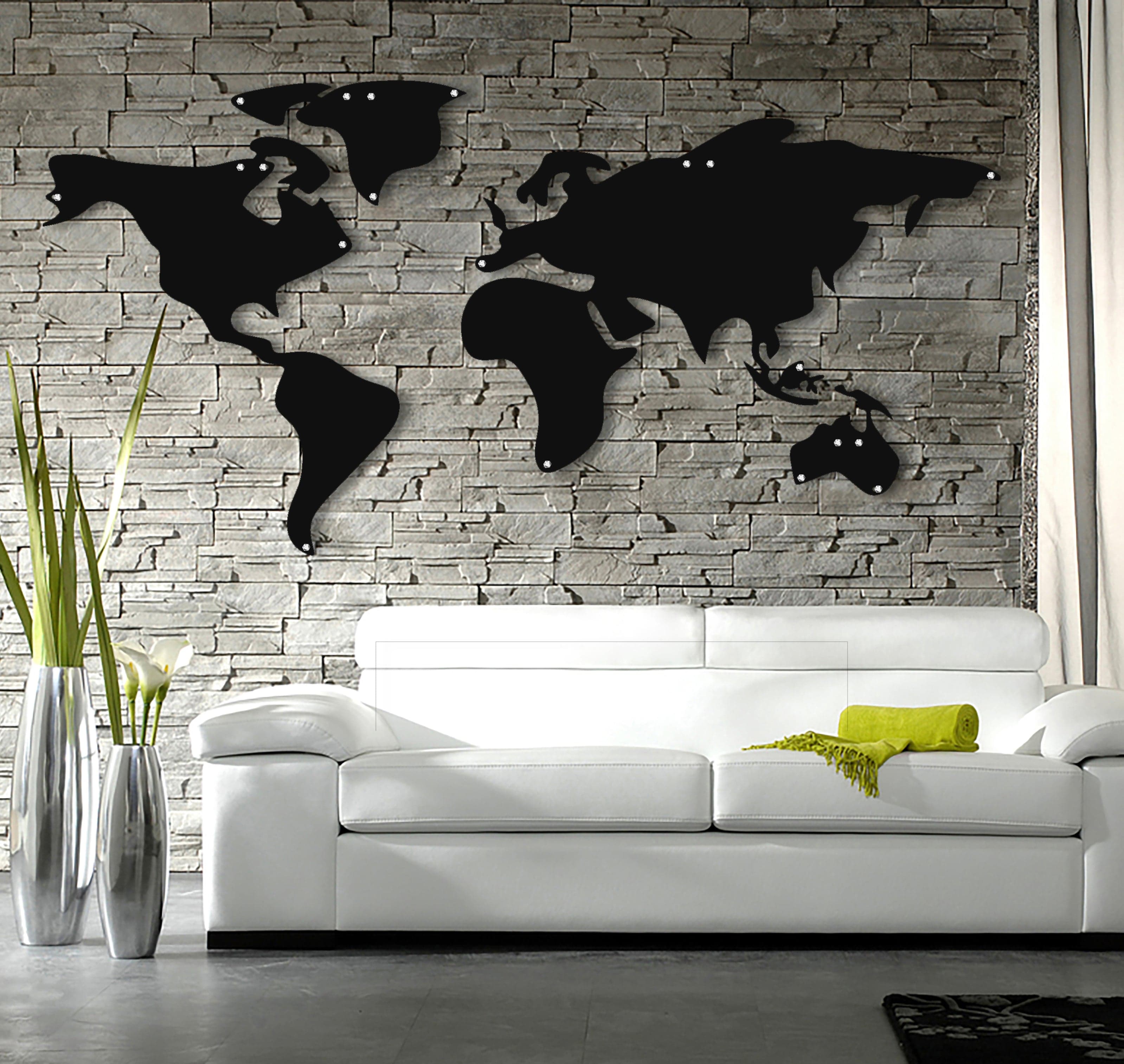 Artronauts Art Metal Wall Art 65x125 World Map Silhoulette - Metal