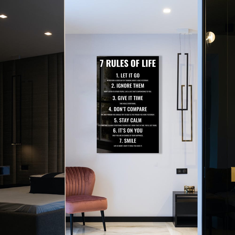 Artronauts Glass Print 7 Rules Of Life