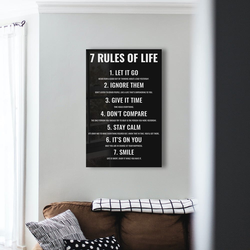 Artronauts Glass Print 7 Rules Of Life