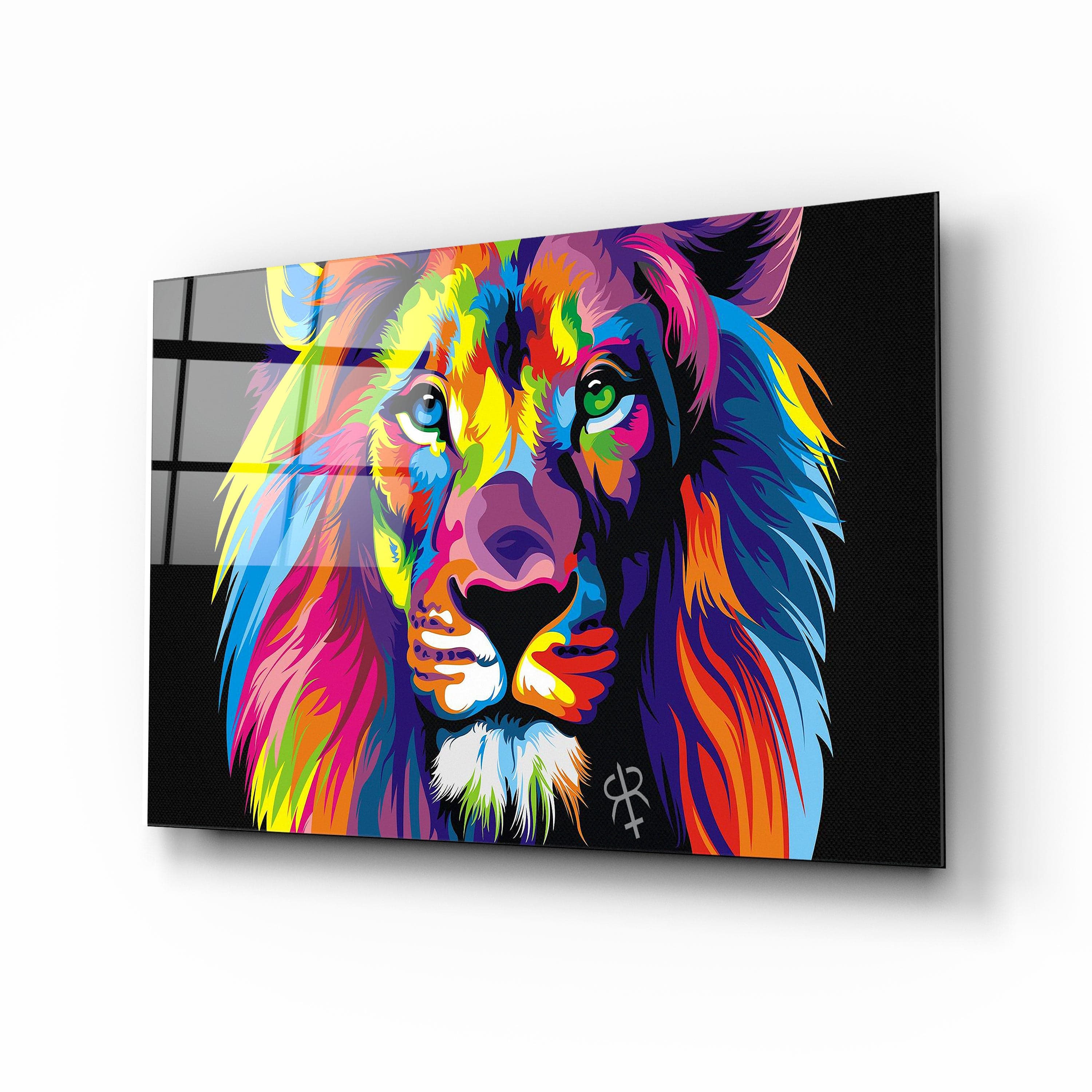 Artronauts Glass Print Colourful Lion II