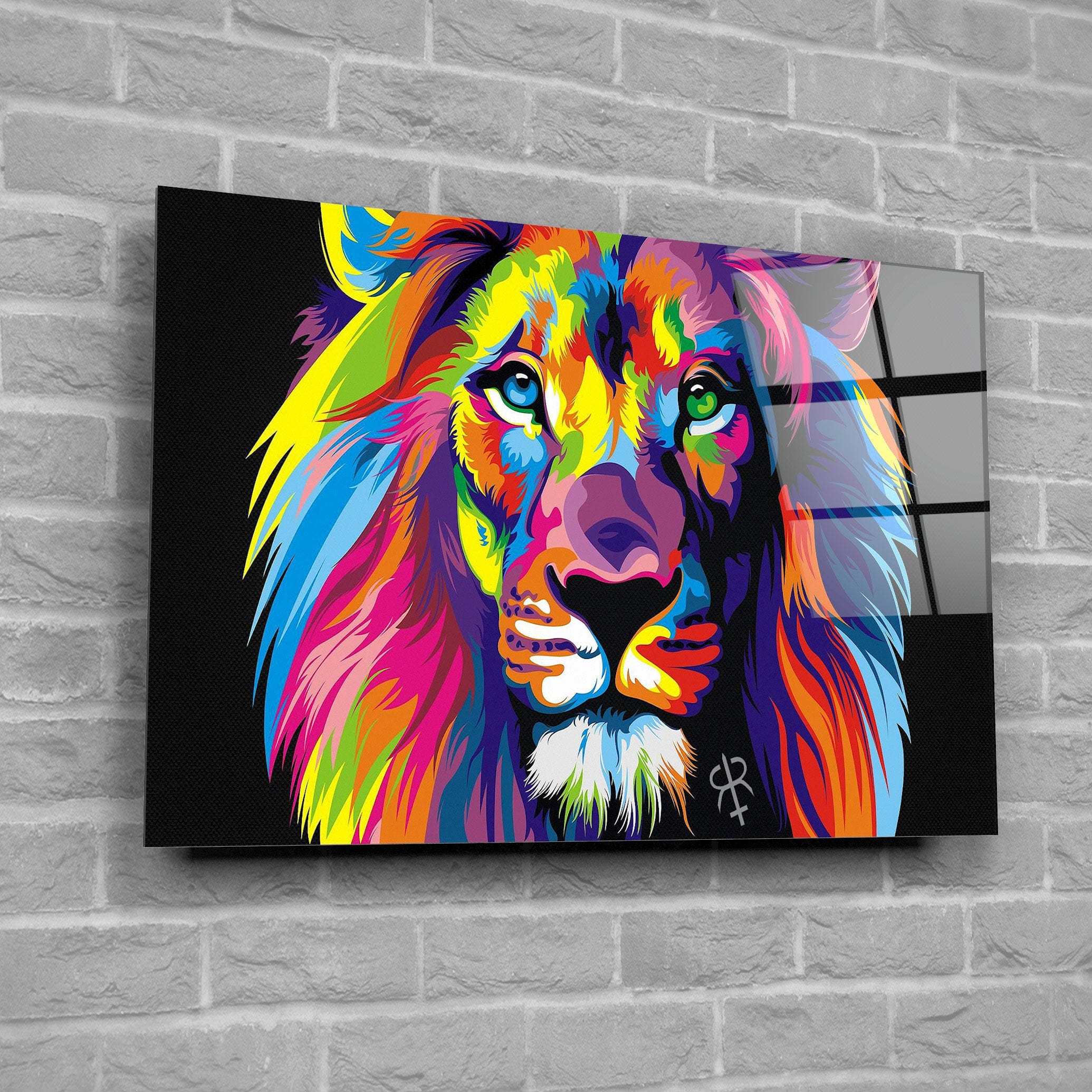 Artronauts Glass Print Colourful Lion II