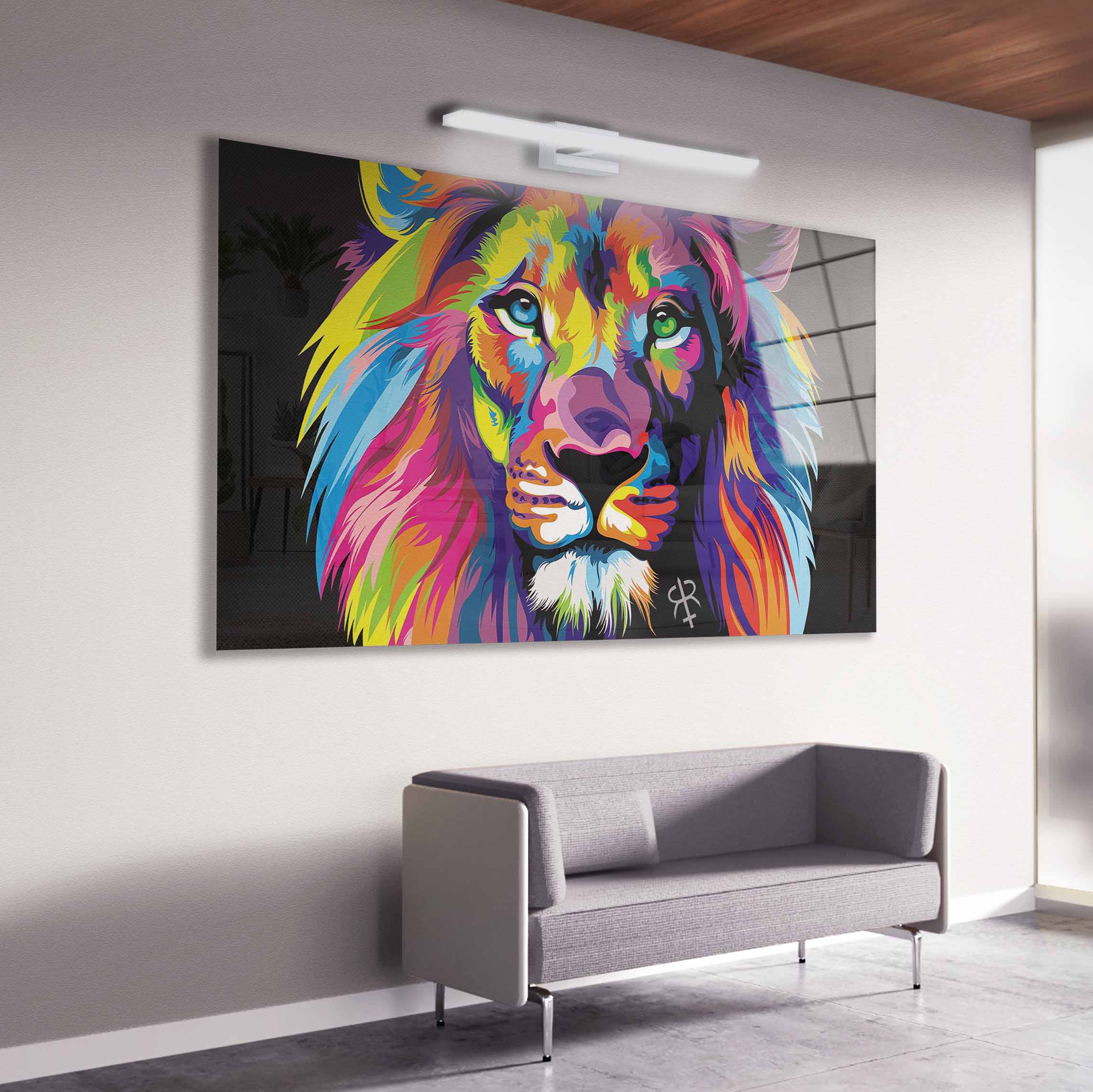 Artronauts Glass Print Colourful Lion II
