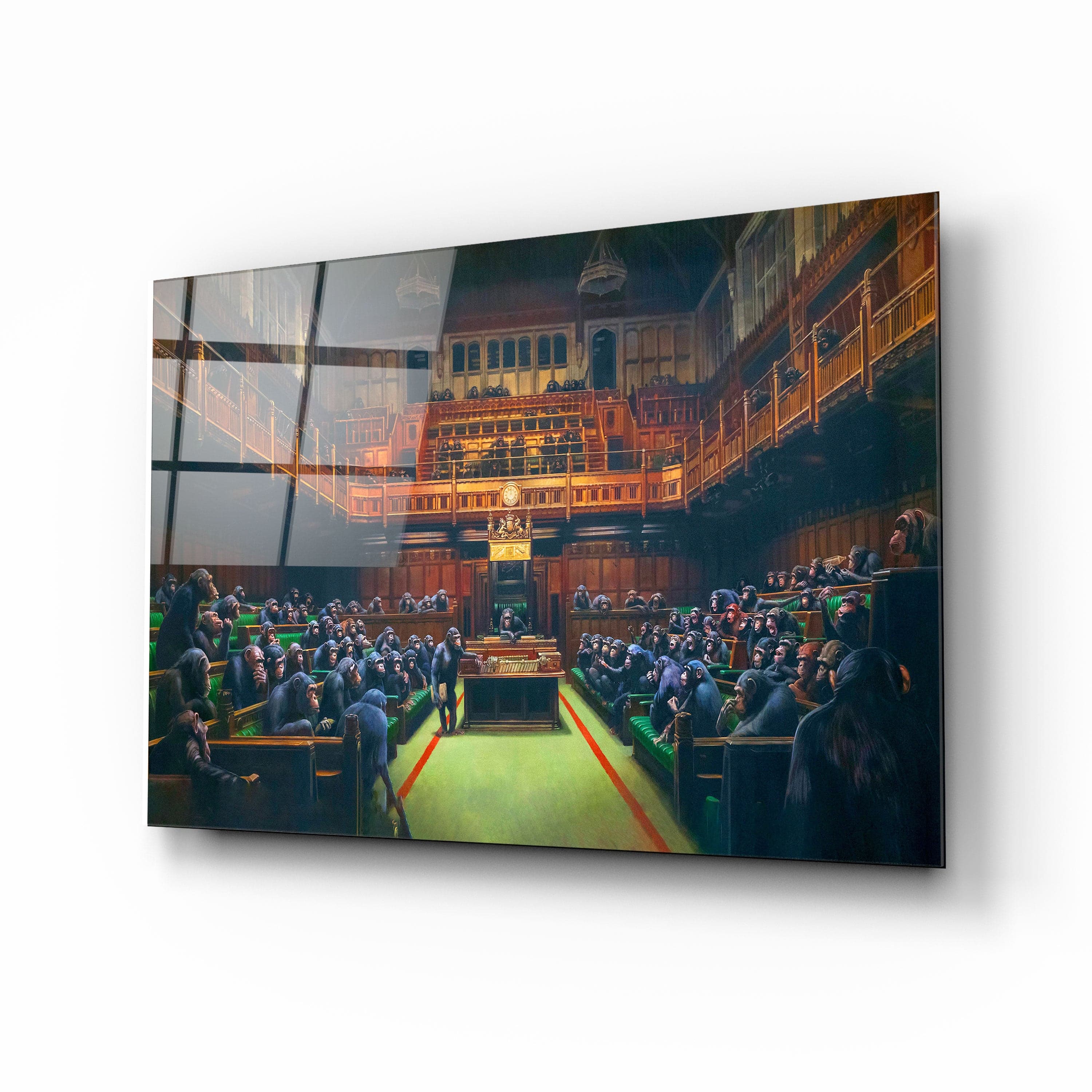 Artronauts Glass Print Council of the Monkeys