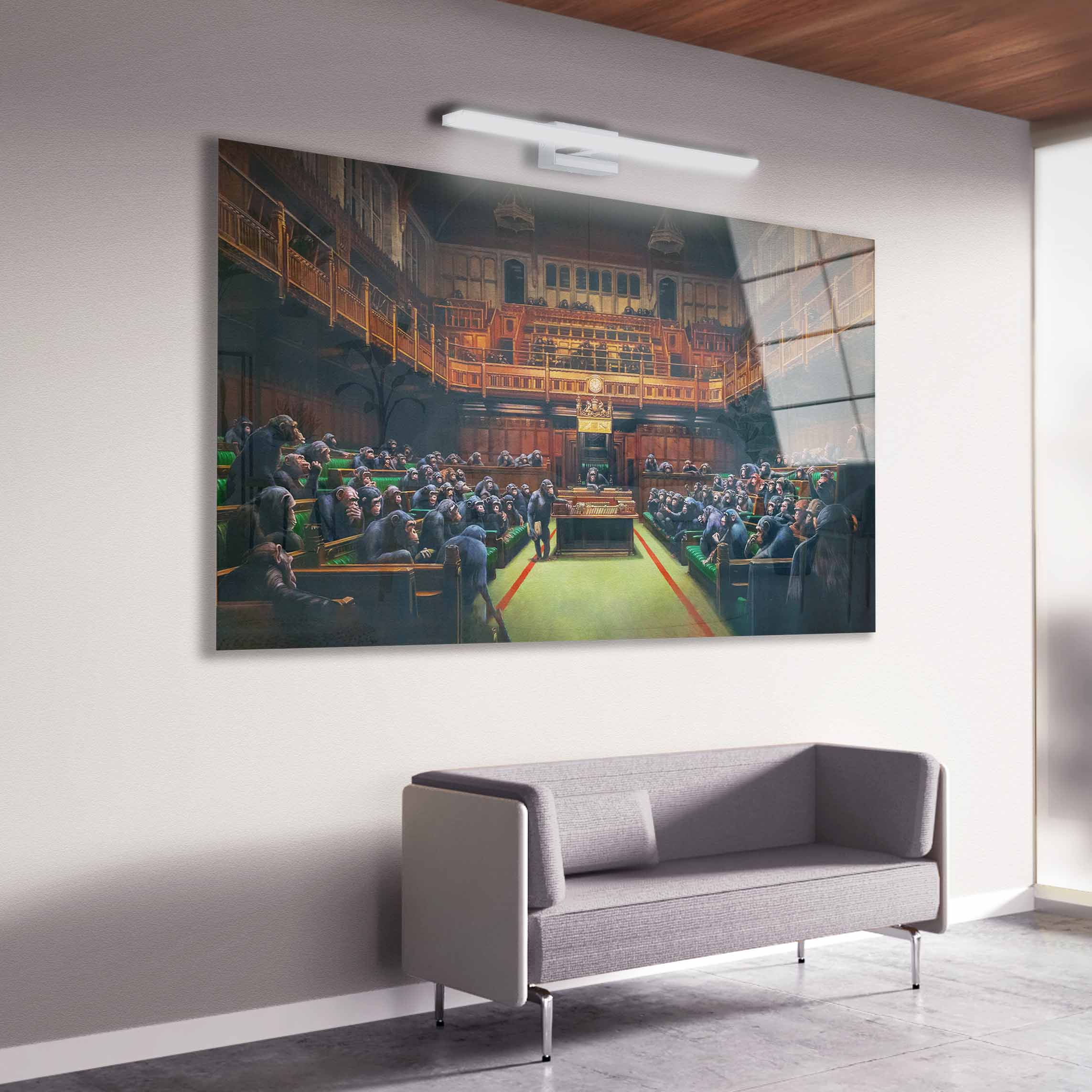 Artronauts Glass Print Council of the Monkeys