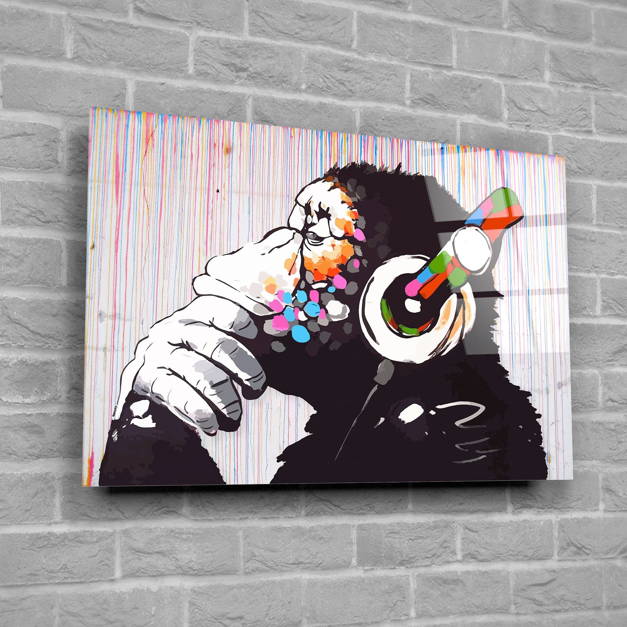 Artronauts Art Glass Print Music And Monkey - Banksy