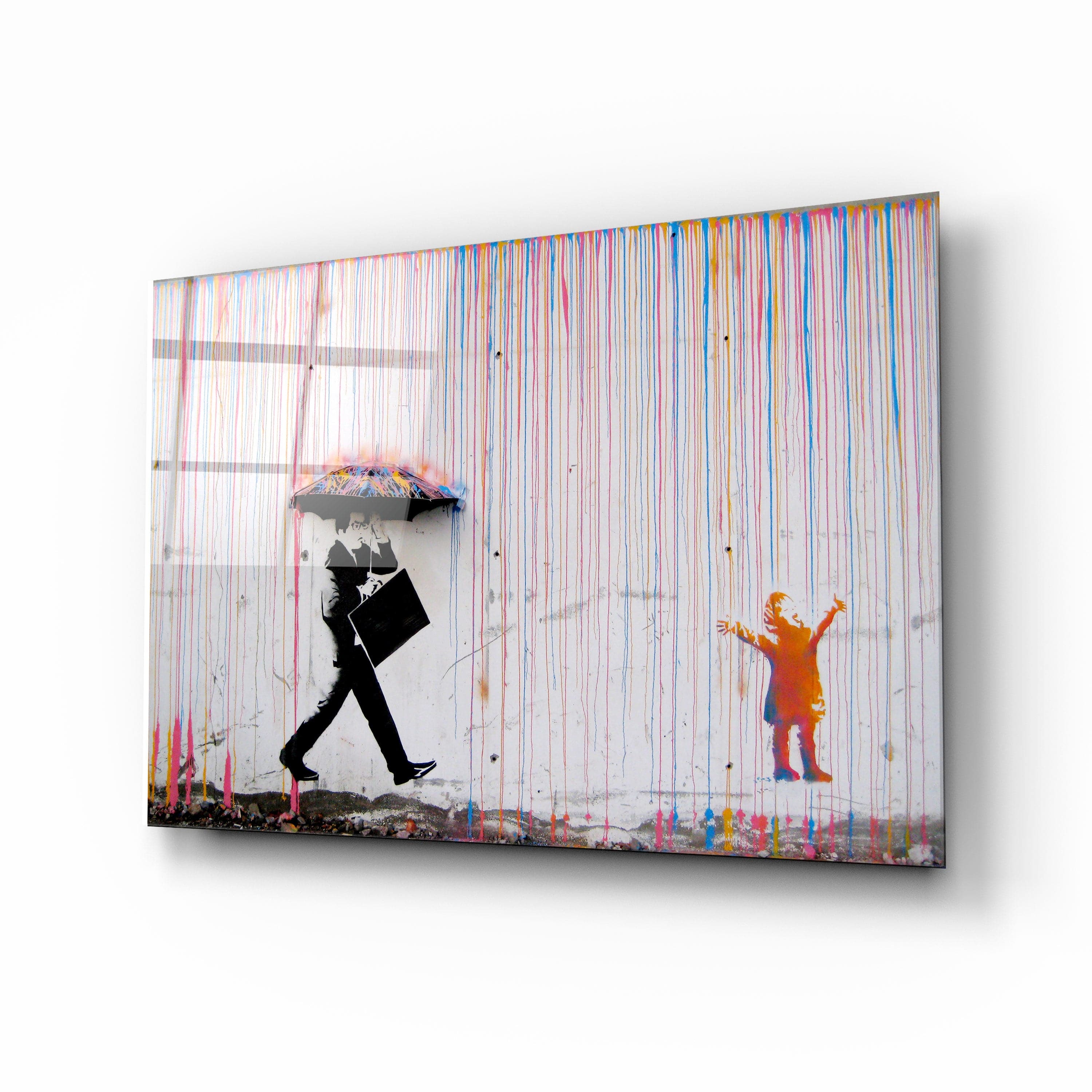 Artronauts Art Glass Print Banksy Rainbow Rain