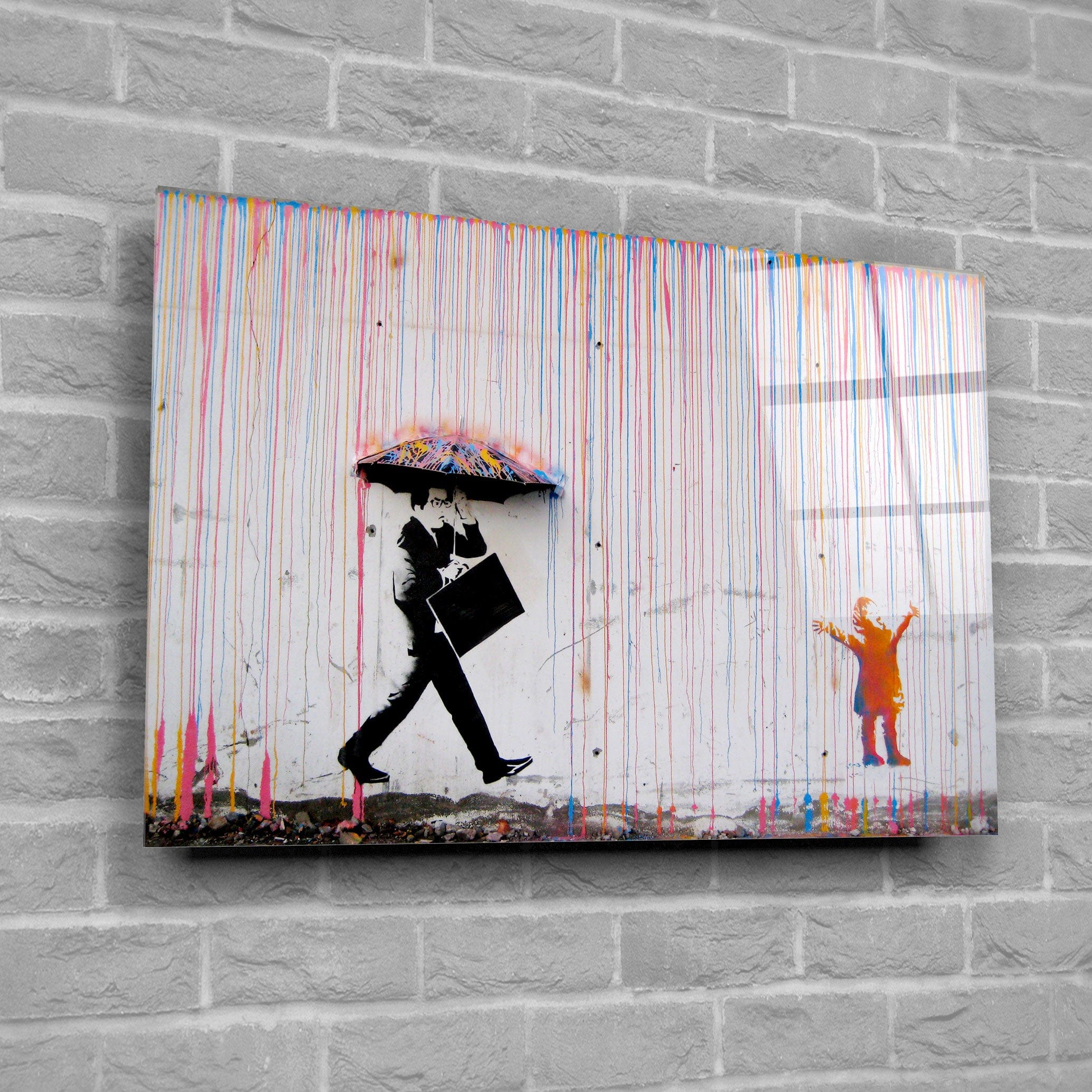 Artronauts Art Glass Print Banksy Rainbow Rain