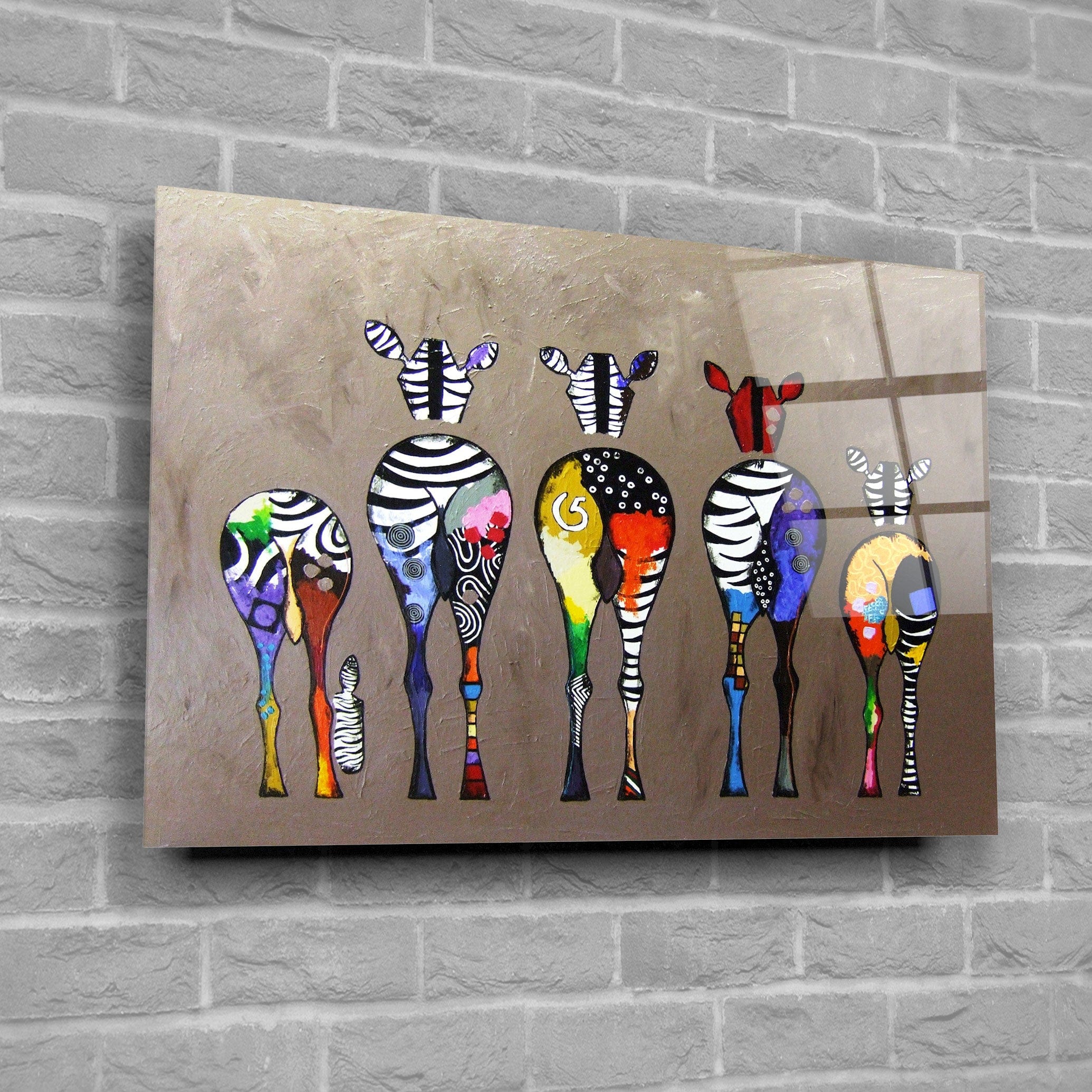 Artronauts Glass Print Colourful Zebras