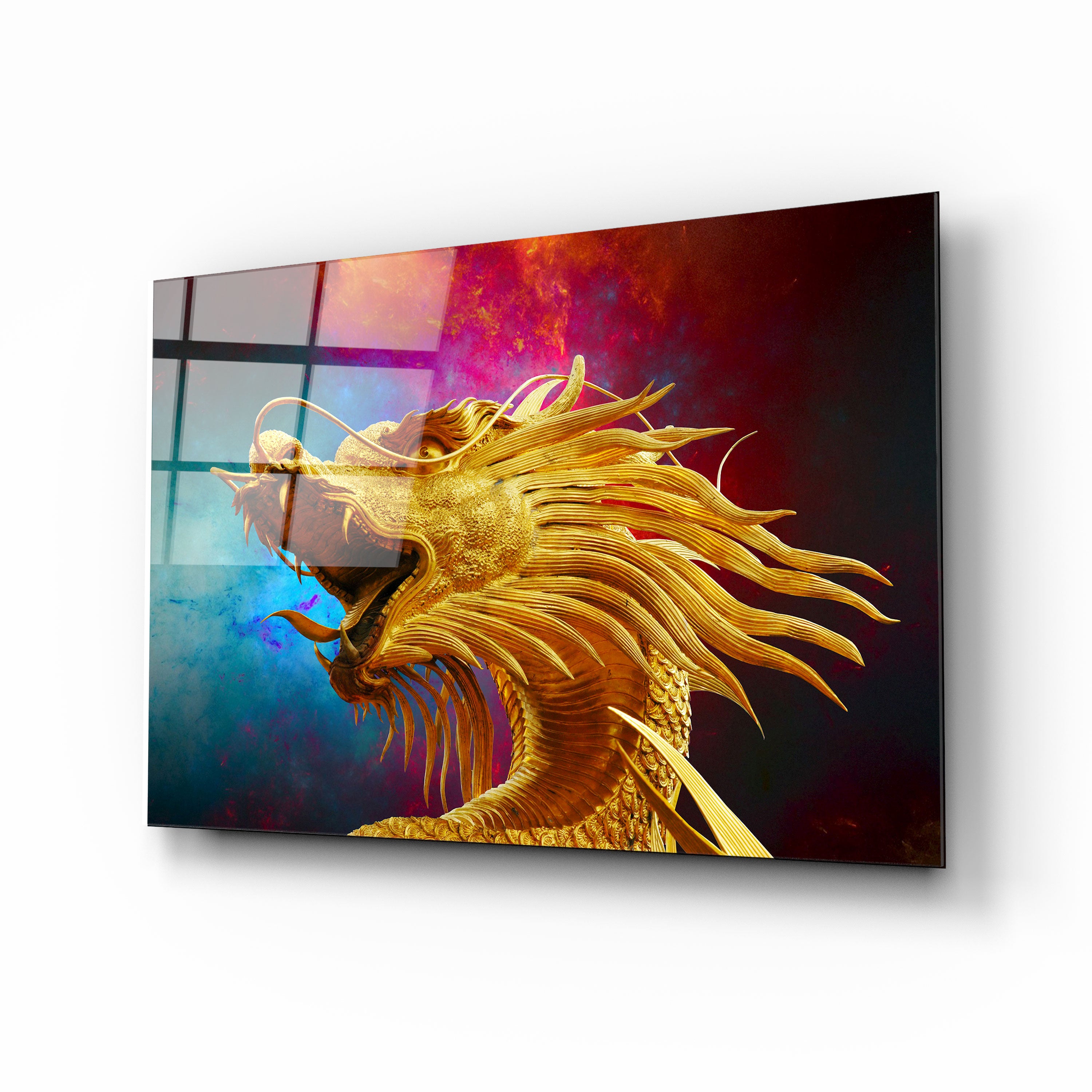 Golden Dragon Glass Print Wall Art