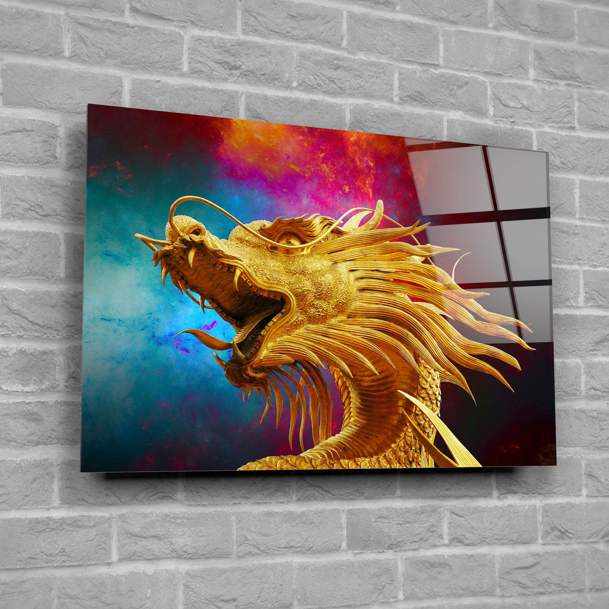 Artronauts Glass Print Golden Dragon Glass Print Wall Art