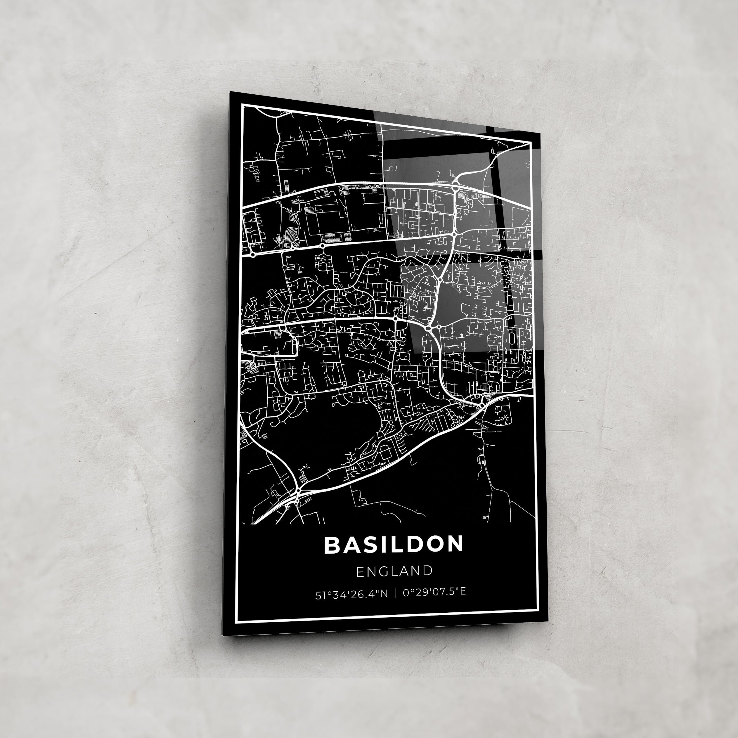 Artronauts Posters, Prints, & Visual Artwork Basildon Map Glass Wall Art