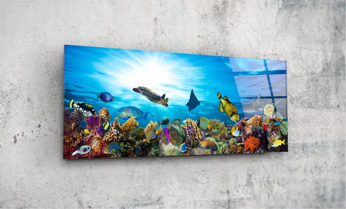 Artronauts Glass Print 92x36cm Aqua Panoramic Glass Wall Art