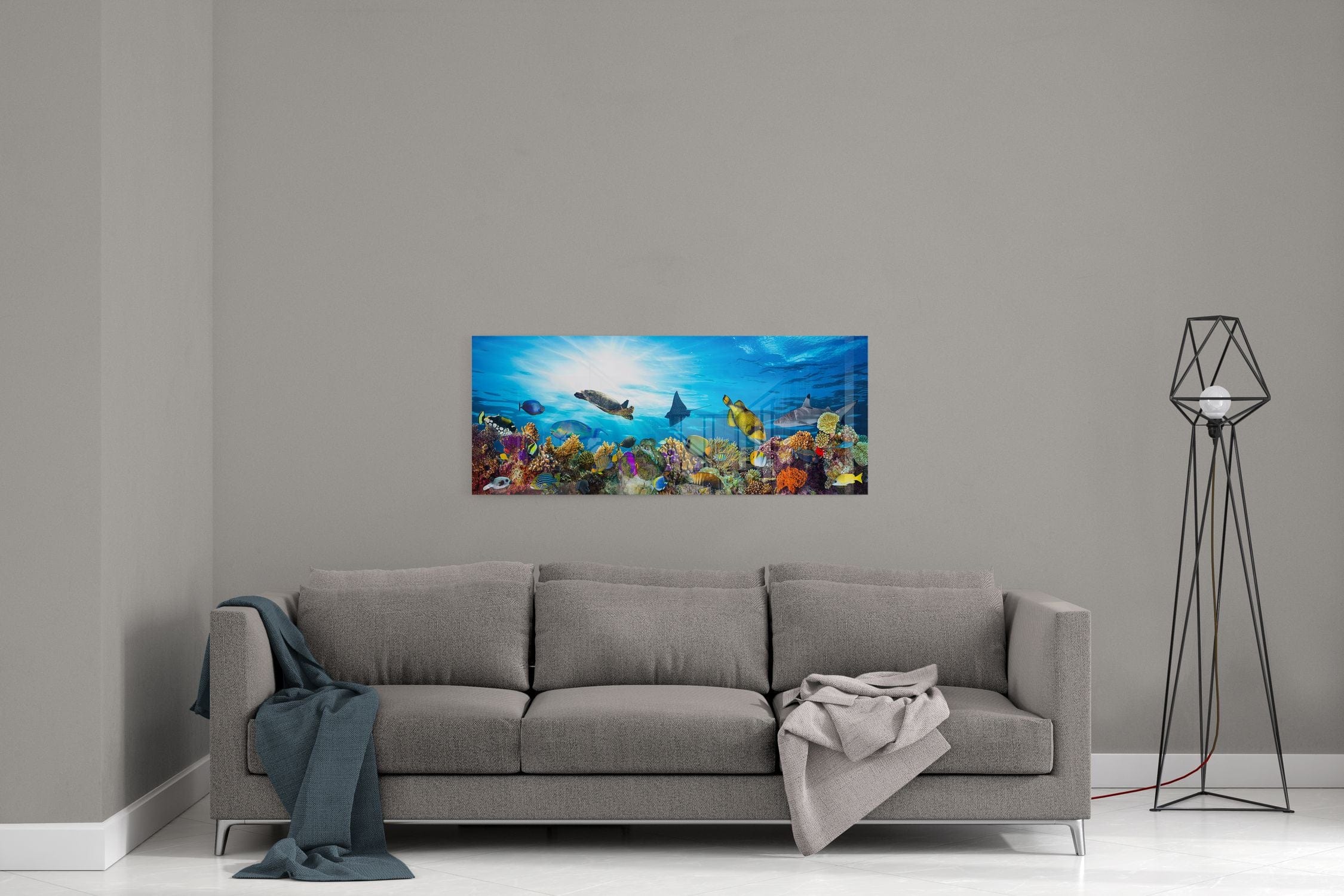 Artronauts Glass Print 92x36cm Aqua Panoramic Glass Wall Art