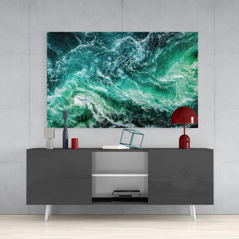 Artronauts Art Glass Print Green Waves