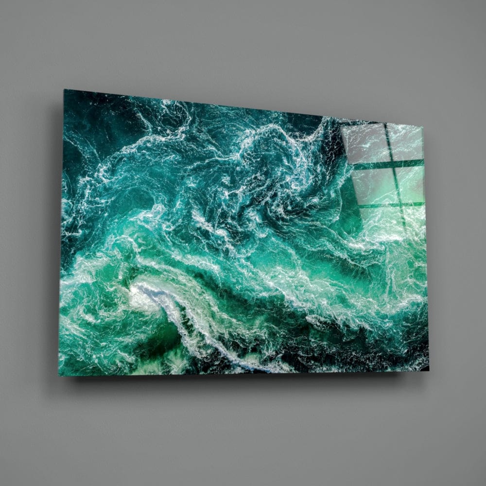 Artronauts Art Glass Print Green Waves