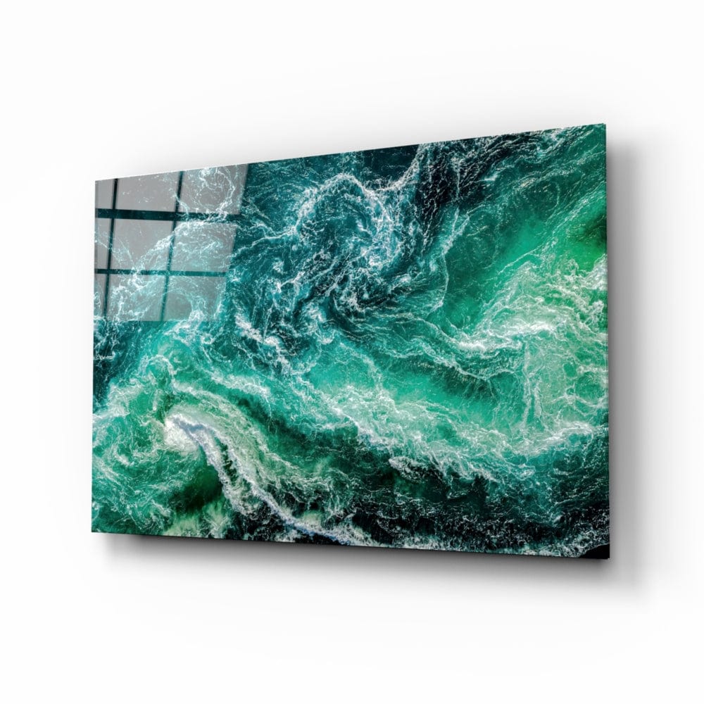 Artronauts Art Glass Print Green Waves