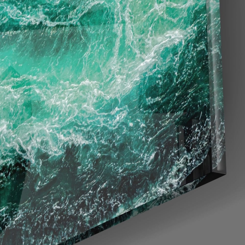 Artronauts Art Glass Print Green Waves