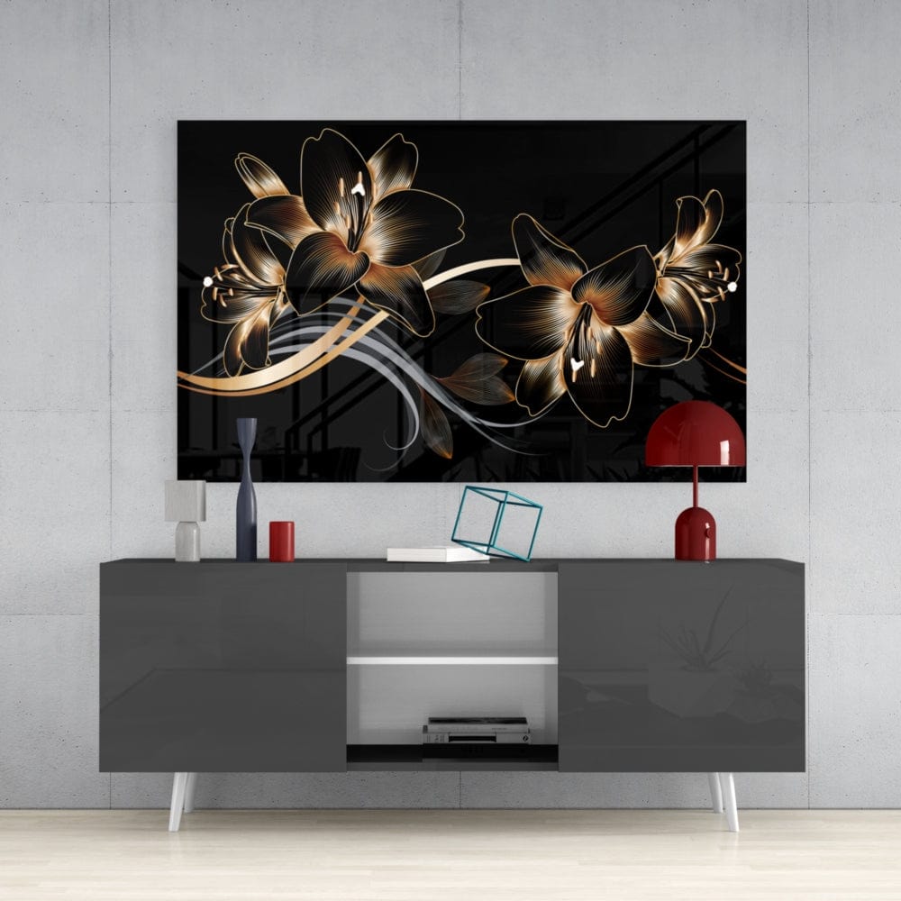 Artronauts Glass Print Black Flower
