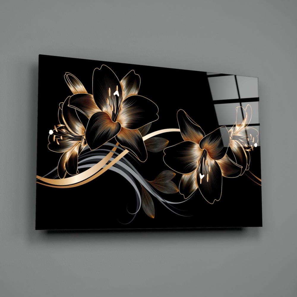 Artronauts Glass Print Black Flower