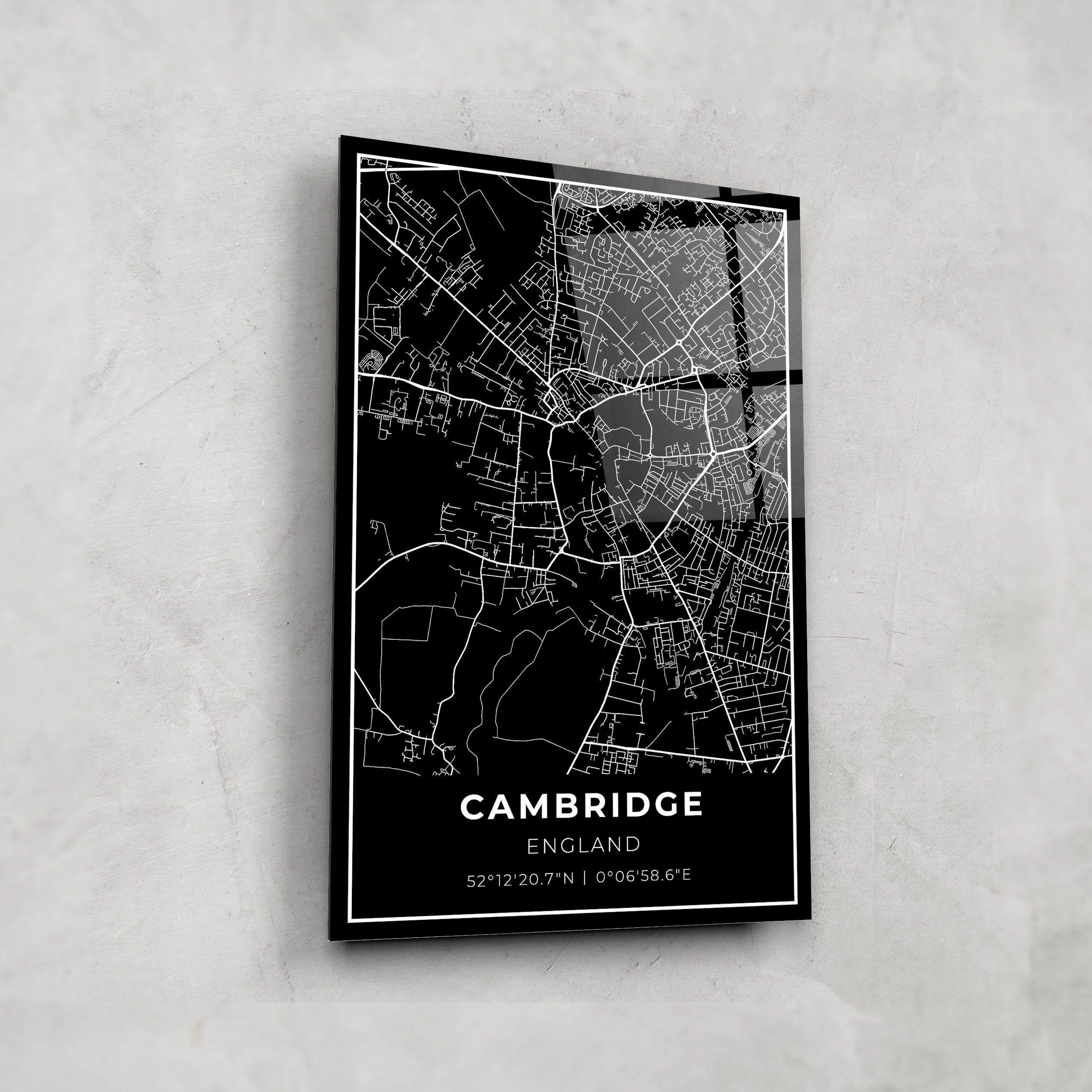 Artronauts Posters, Prints, & Visual Artwork Cambridge Map - Glass Wall Art