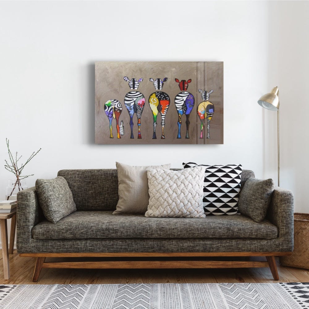 Artronauts Glass Print Colourful Zebras