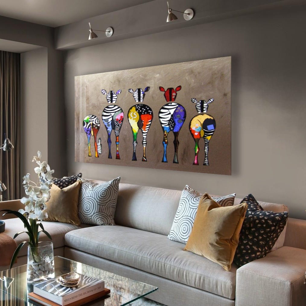 Artronauts Glass Print Colourful Zebras