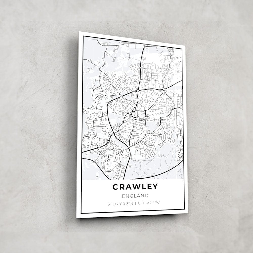 Artronauts Posters, Prints, & Visual Artwork Crawley Map - Glass Wall Art