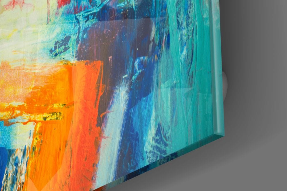 Artronauts Art Glass Print Abstract Blue & Orange - Square