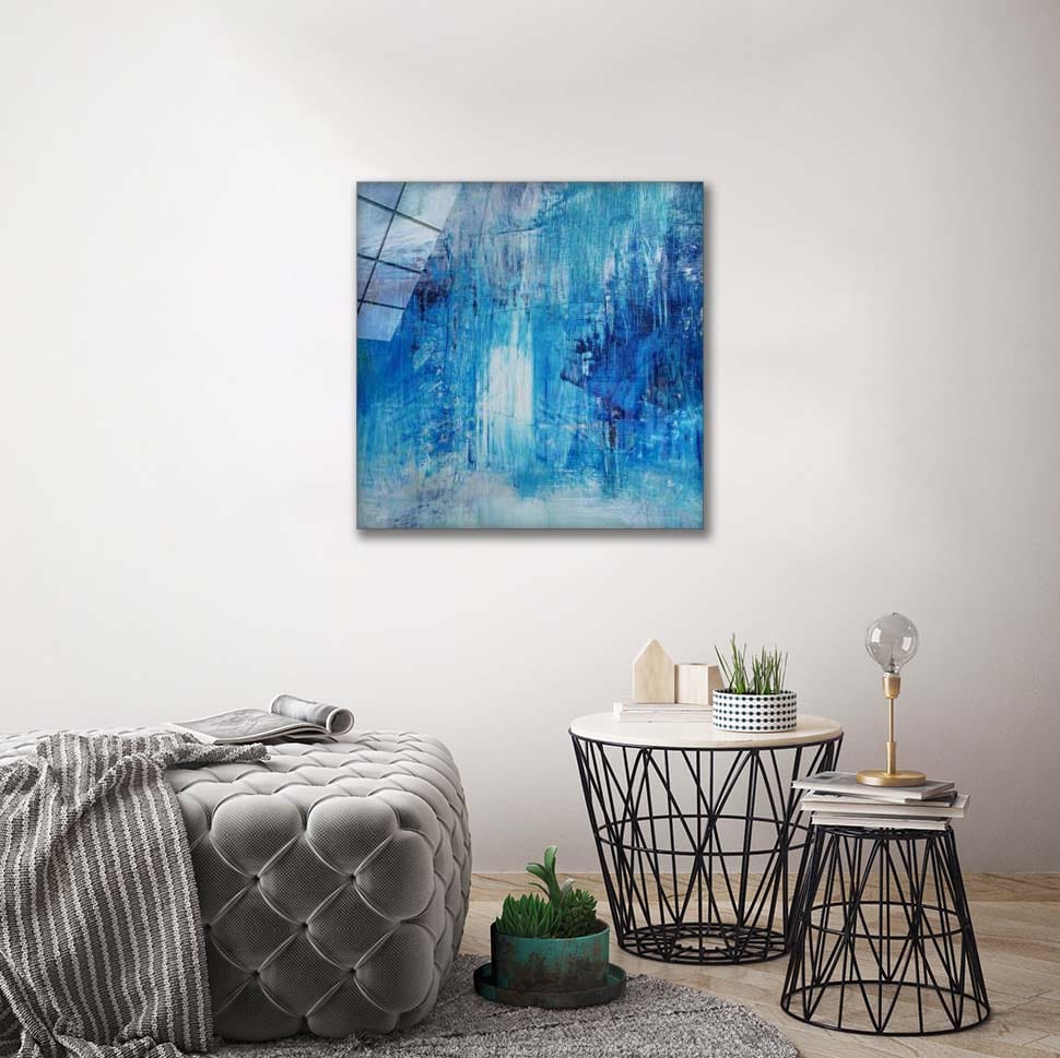 Artronauts Art Glass Print Blue Abstract Square