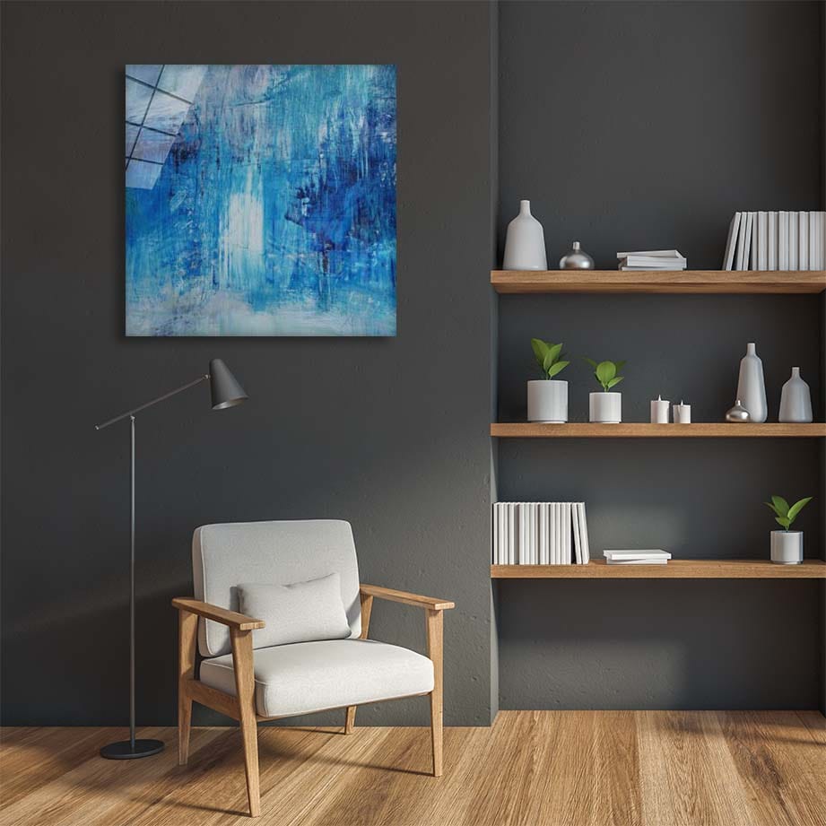 Artronauts Art Glass Print Blue Abstract Square