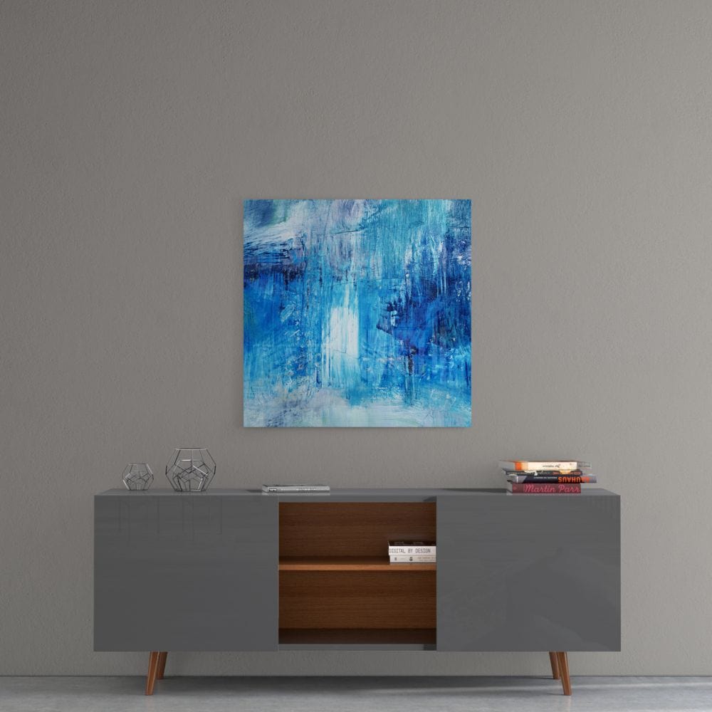 Artronauts Art Glass Print Blue Abstract Square