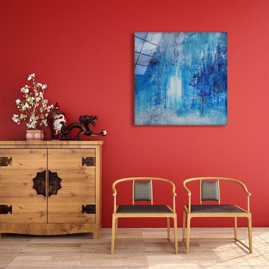 Artronauts Art Glass Print Blue Abstract Square