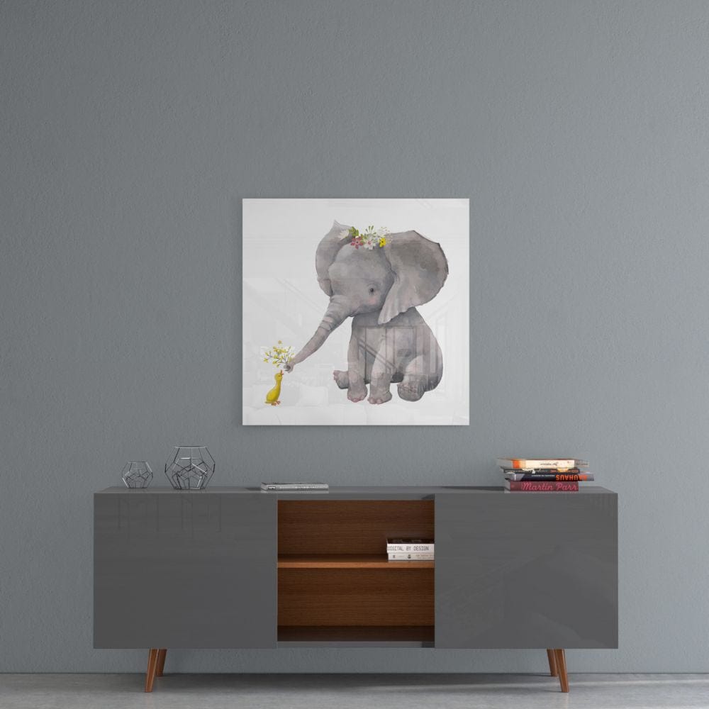 Artronauts Glass Print Elephant and Duck