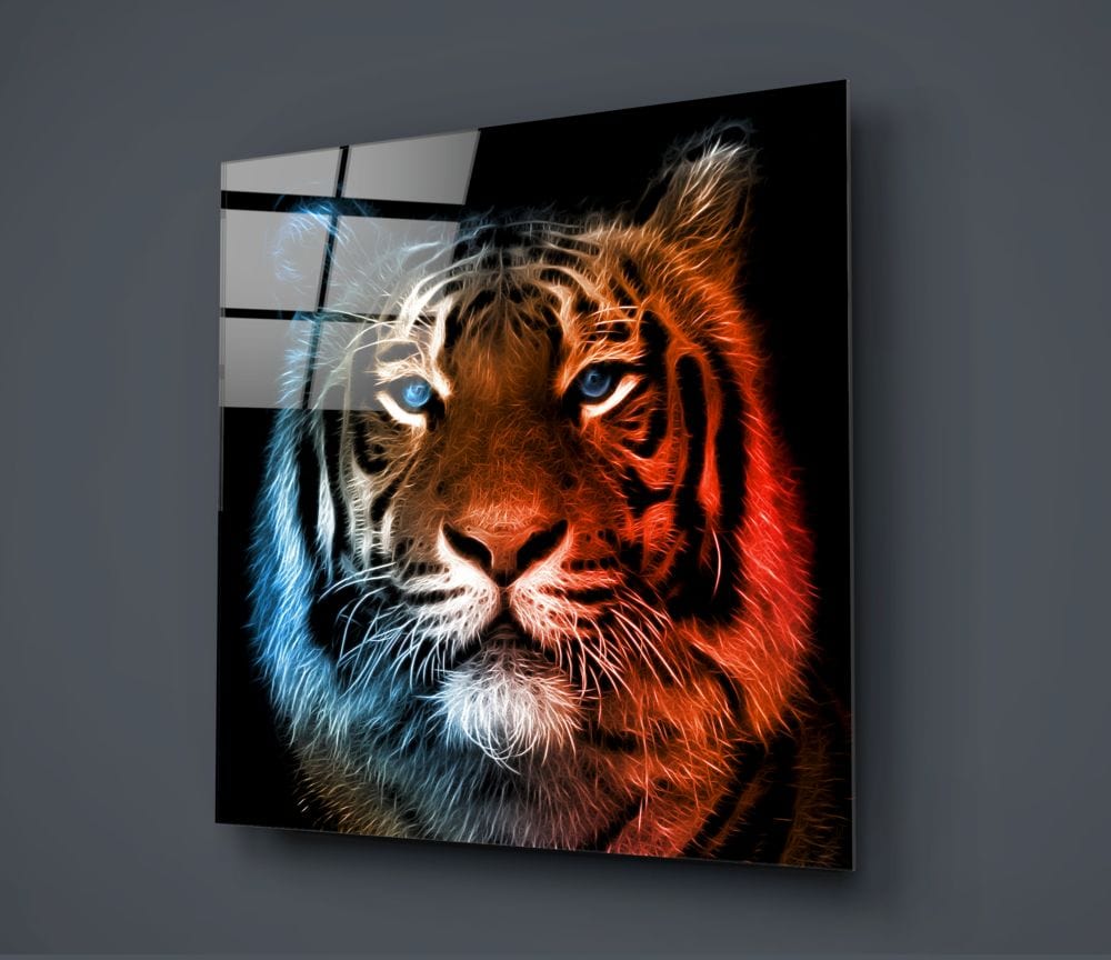 Artronauts Art Glass Print Blue Red Tiger