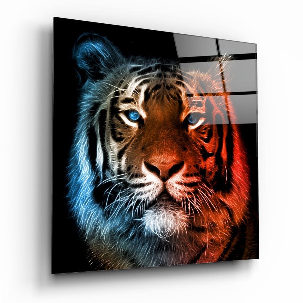 Artronauts Art Glass Print Blue Red Tiger