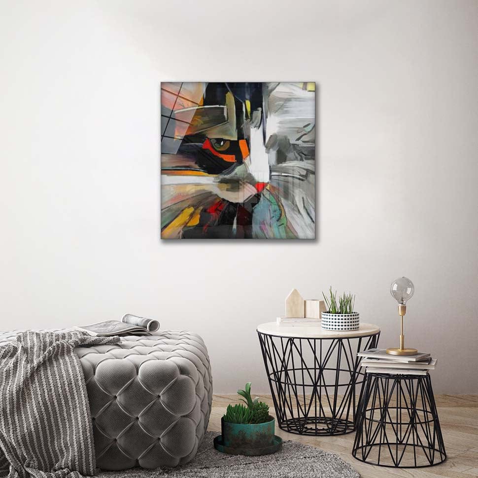 Artronauts Art Glass Print Cat Abstract