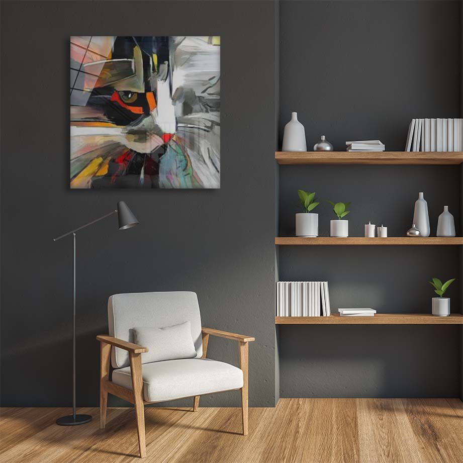 Artronauts Art Glass Print Cat Abstract