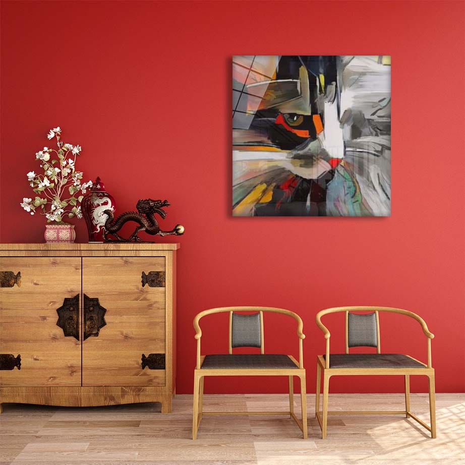 Artronauts Art Glass Print Cat Abstract