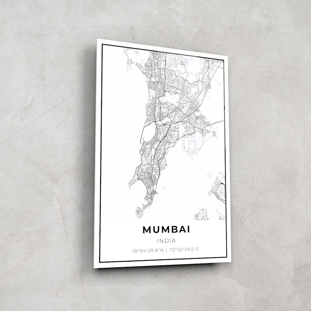Artronauts Posters, Prints, & Visual Artwork Mumbai Map Glass Art - Glass Wall Art