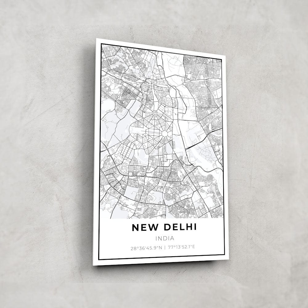 Artronauts Posters, Prints, & Visual Artwork New Delhi Map - Glass Wall Art
