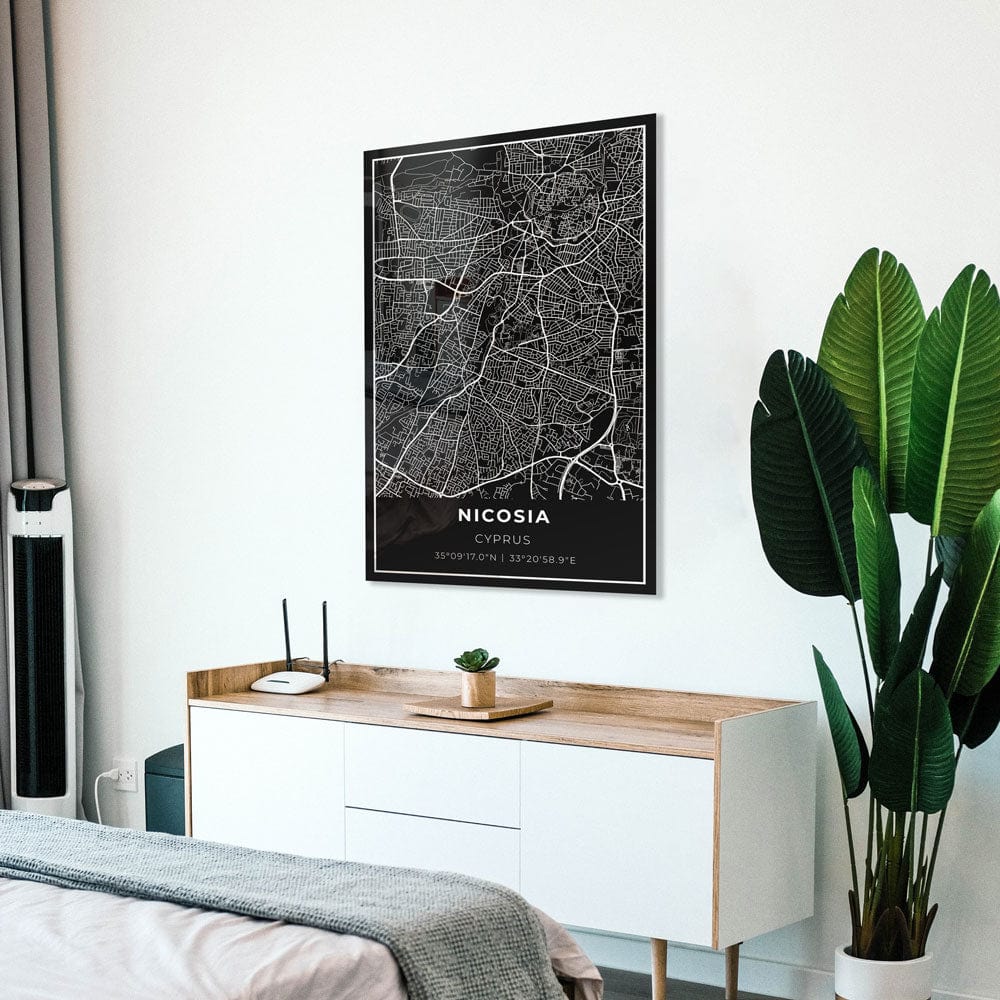 Artronauts Posters, Prints, & Visual Artwork Nicosia - Cyprus Map - Glass Wall Art
