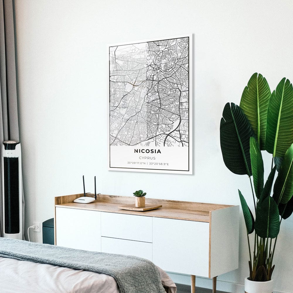 Artronauts Posters, Prints, & Visual Artwork Nicosia - Cyprus Map - Glass Wall Art