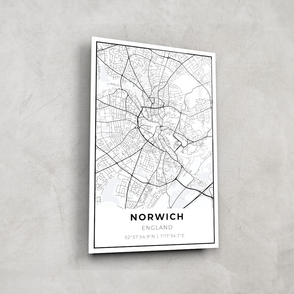 Artronauts Posters, Prints, & Visual Artwork Norwich Map - Glass Wall Art