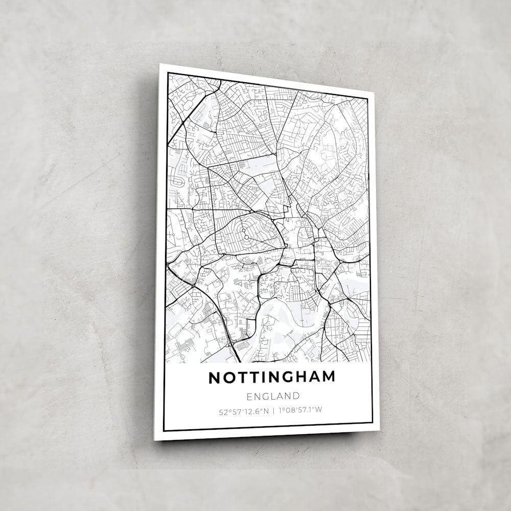 Artronauts Posters, Prints, & Visual Artwork Nottingham Map - Glass Wall Art
