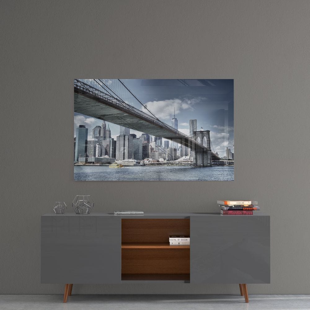 Artronauts Glass Print Brooklyn Bridge