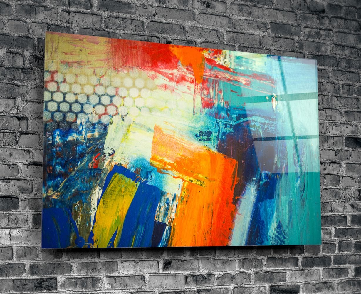 Artronauts Glass Print Abstract Blue & Orange II