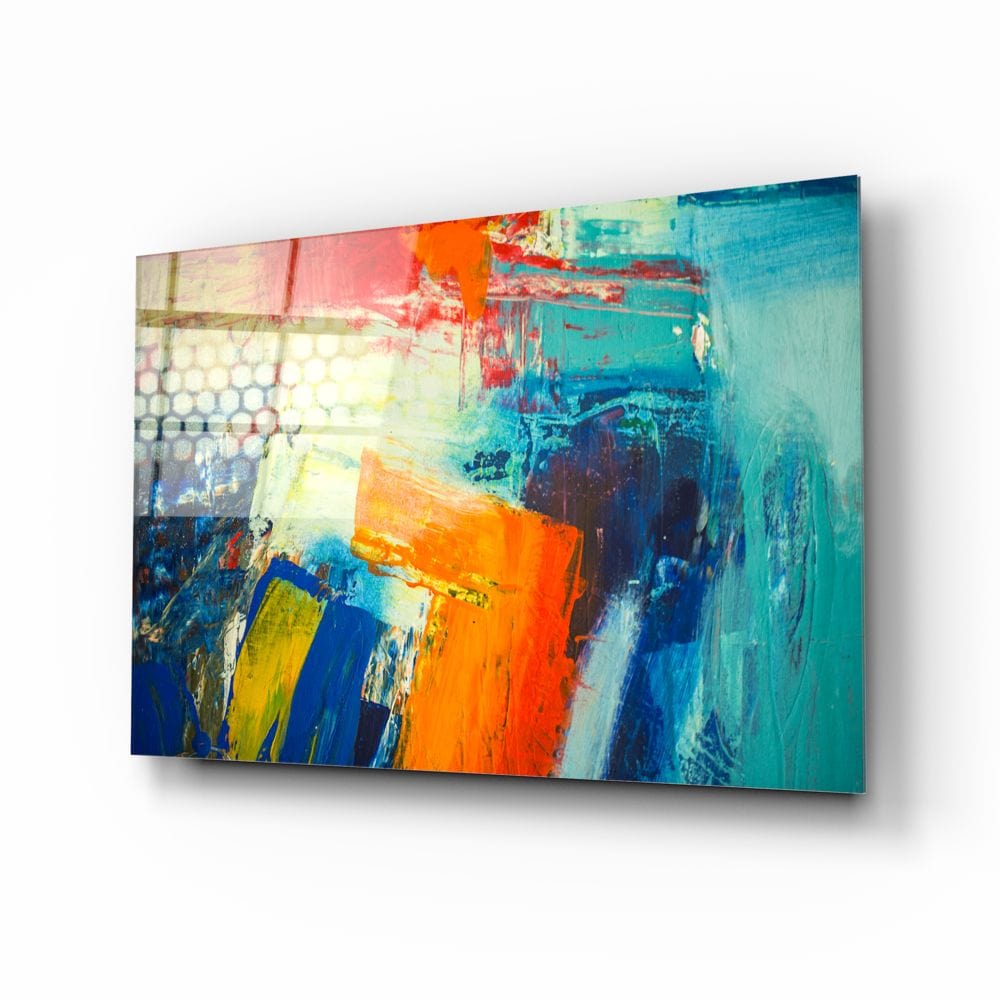 Artronauts Glass Print Abstract Blue & Orange II