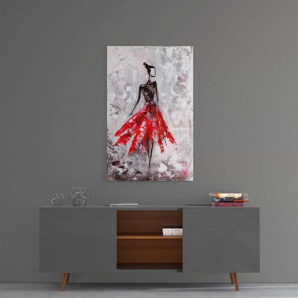 Artronauts Glass Print Woman Painting Red