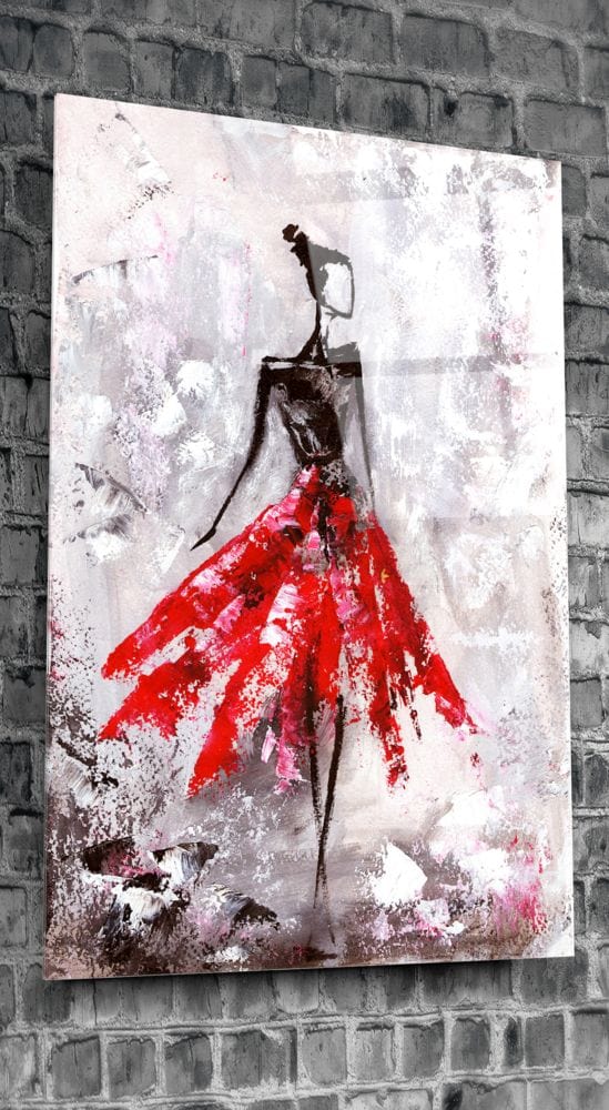 Artronauts Glass Print Woman Painting Red