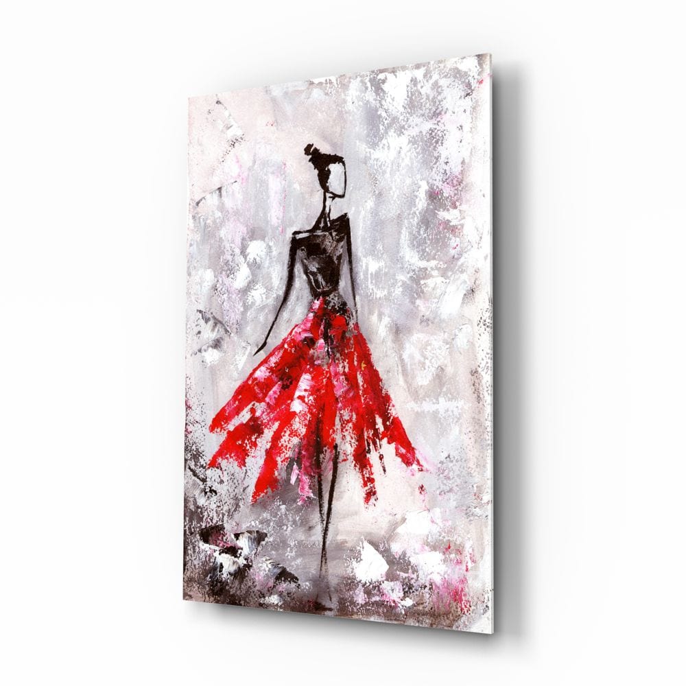 Artronauts Glass Print Woman Painting Red
